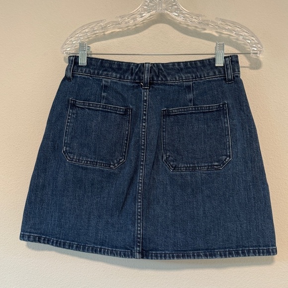 Madewell Utility Denim Zipper Front 70s Hippie Mini Blue Jean Skirt Size 26 - Picture 7 of 12